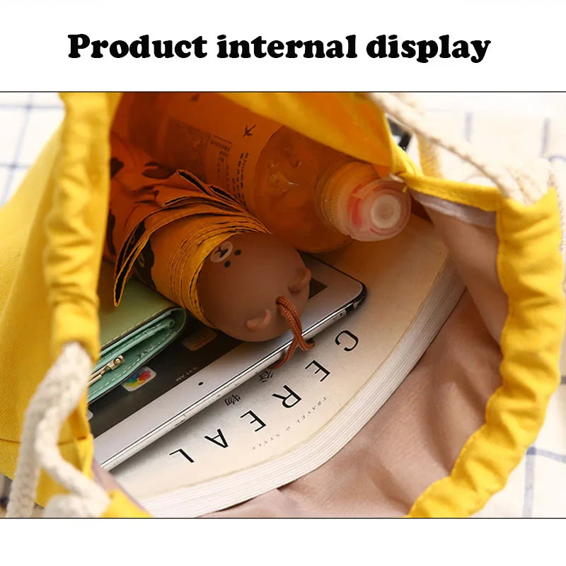 Canvas Drawstring Backpack School Gym Casual String Knapsack