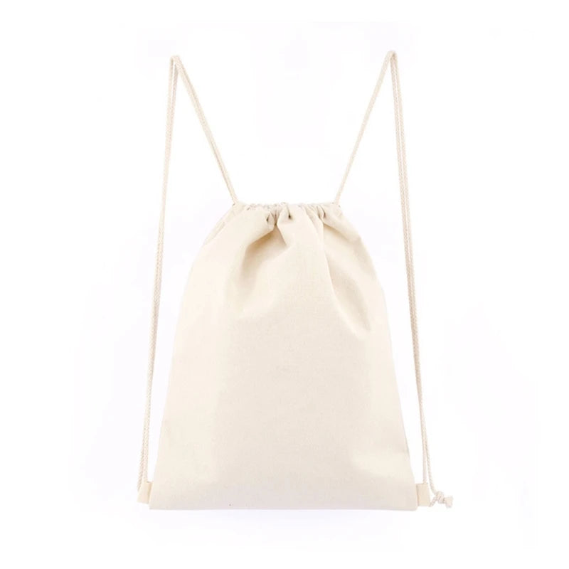 Canvas Drawstring Bag String Backpack Men Women