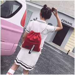 Canvas Drawstring Bag Women Small Backpacks For Girls Fabric Bagpack