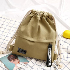 Canvas Drawstring Bag Women Small Backpacks For Girls Fabric Bagpack