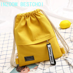 Canvas Drawstring Bag Women Small Backpacks For Girls Fabric Bagpack