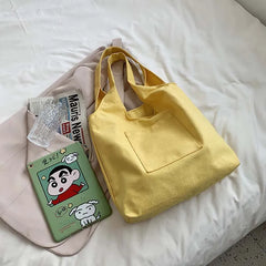 Canvas Eco Shoulder Bags Women Minimalist Students Book School Shopping Totes