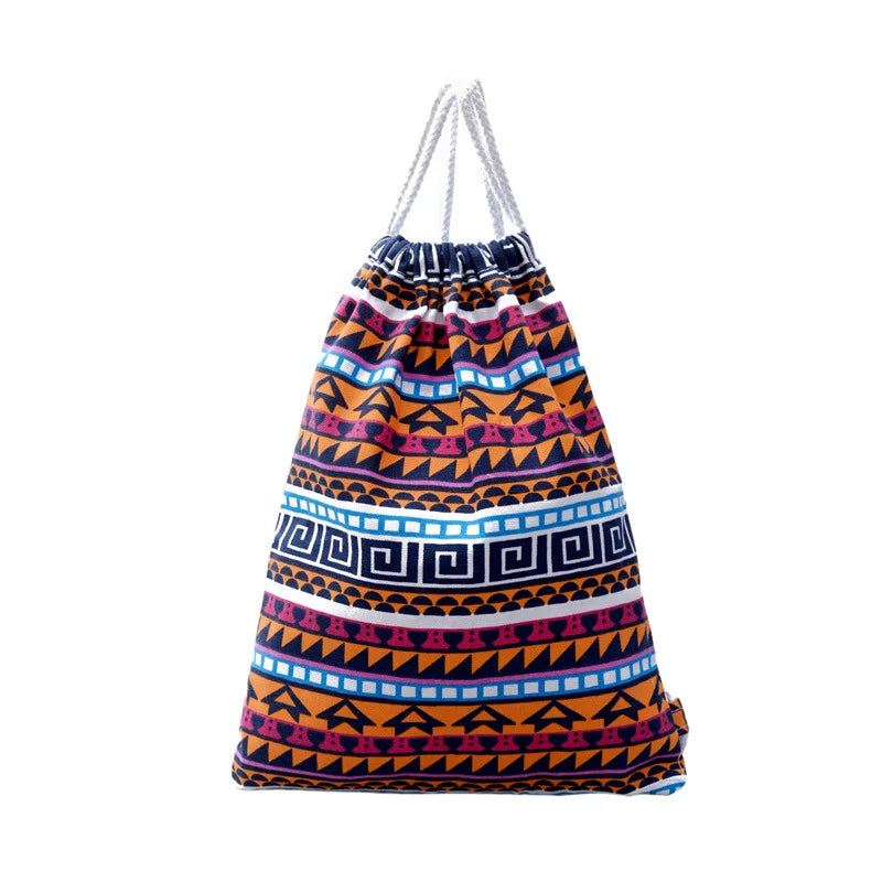 Canvas Backpack Drawstring Bag for Teen Girls Casual Women Backpack