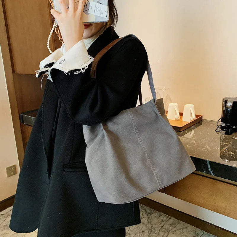 Canvas Firm Shoulder Bags Women Large Capacity Eco-friendly Underarm Handbag