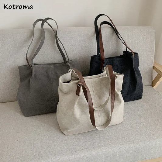 Canvas Firm Shoulder Bags Women Large Capacity Eco-friendly Underarm Handbag