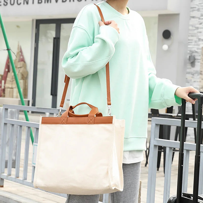 Canvas Handbag Large-capacity Tote Bag One-shoulder Messenger Bag
