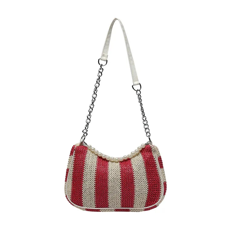 Canvas Handbags Women Shoulder Bags Beaded Portable Armpit Crossbody Bags