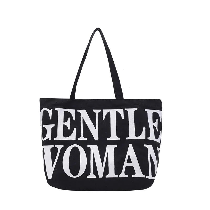 Large Capacity Letter Tote Canvas Handbag Shoulder Bag
