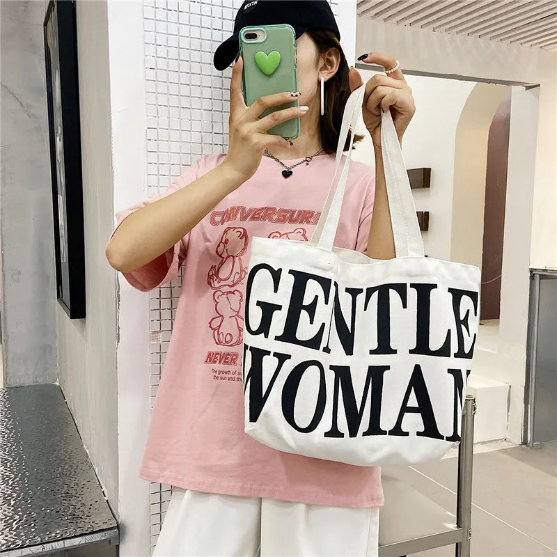 Canvas Handbags Shoulder Bags Large Capacity Ladies Travel Beach Shopping Bag