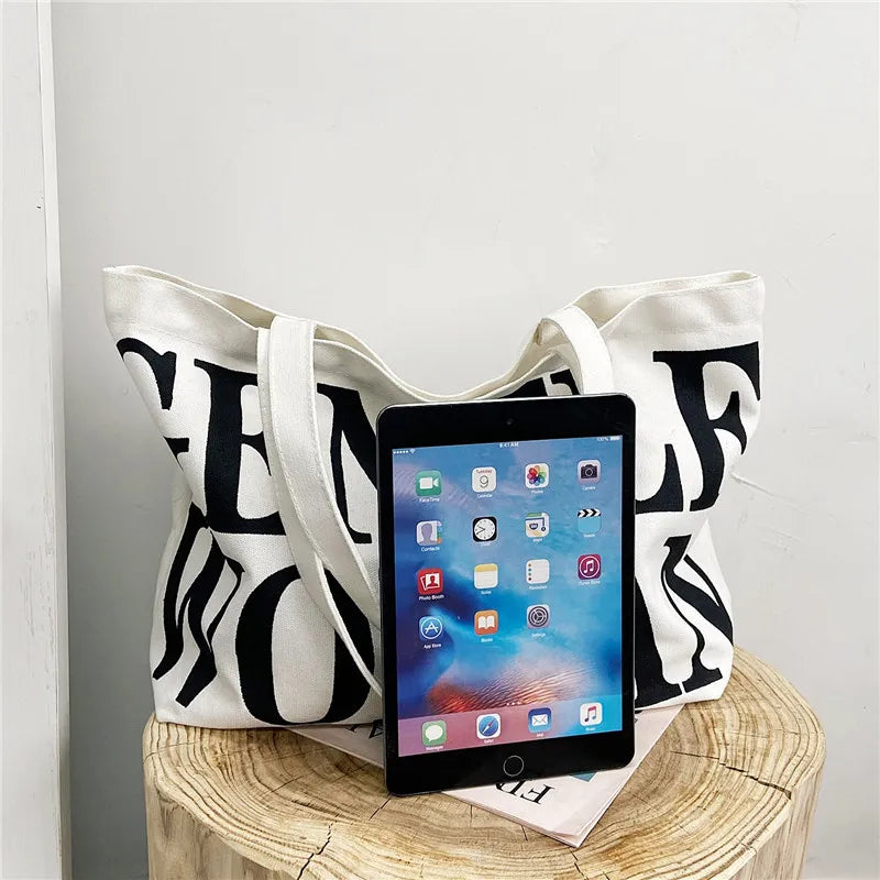 Canvas Handbags Shoulder Bags Large Capacity Ladies Travel Beach Shopping Bag
