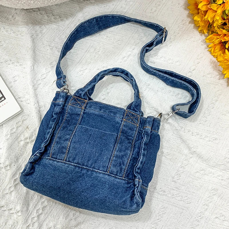 Canvas Ladies Small Shoulder Bag Girl Casual Tote Handbag Zipper Purse