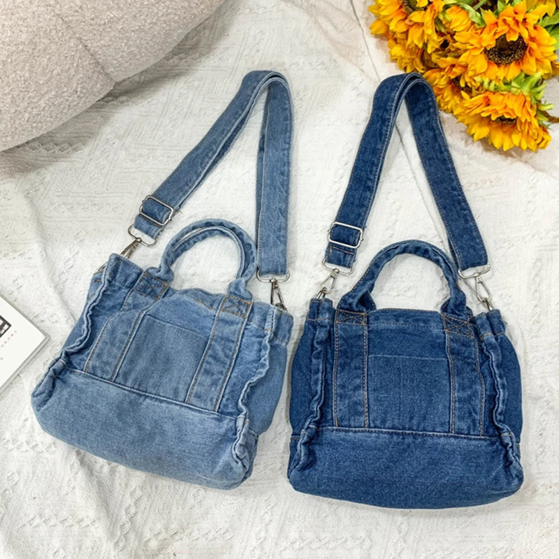 Canvas Ladies Small Shoulder Bag Girl Casual Tote Handbag Zipper Purse