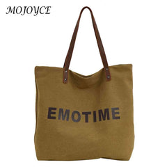 Canvas Ladies Tote Large Capacity Reusable Grocery Bag Snap Closure