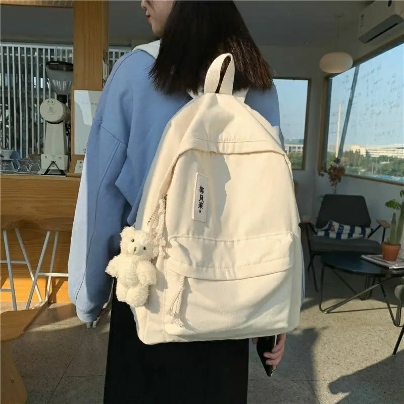Canvas Large Capacity Backpacks Women Leisure Students School Letter College Bag