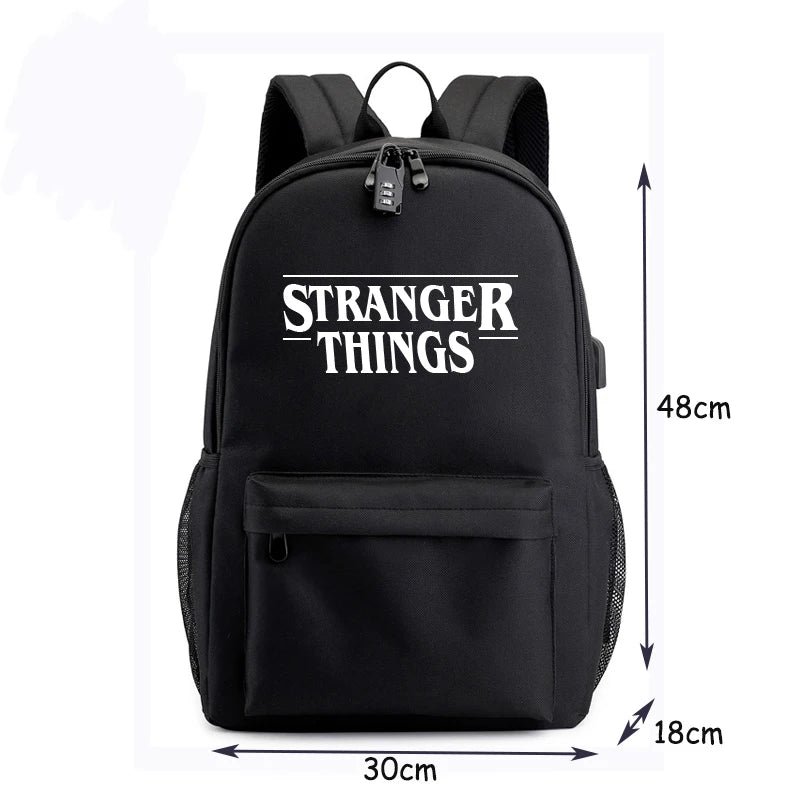Canvas Luminous Backpack Strang Things Student School Bags With USB Charging