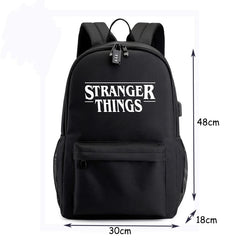 Canvas Luminous Backpack Strang Things Student School Bags With USB Charging