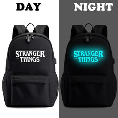 Canvas Luminous Backpack Strang Things Student School Bags With USB Charging