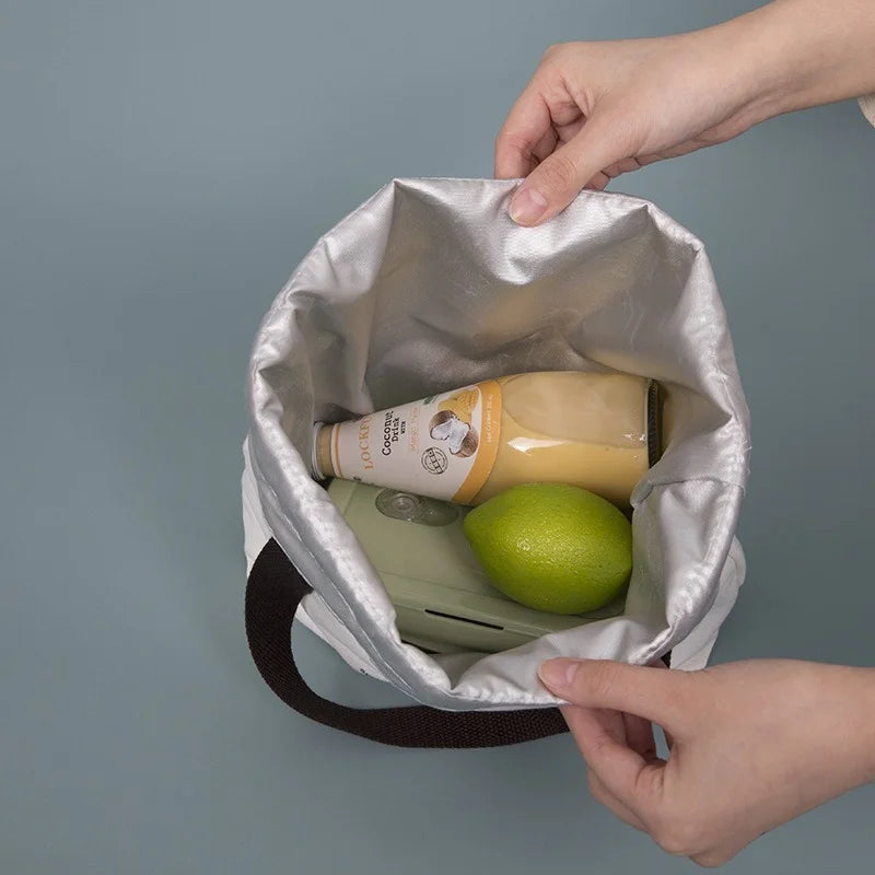 Canvas Lunch Bag Foil Lining Tote Cooler Handbag Picnic School Food Storage