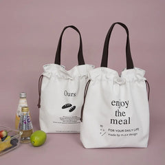 Canvas Lunch Bag Foil Lining Tote Cooler Handbag Picnic School Food Storage