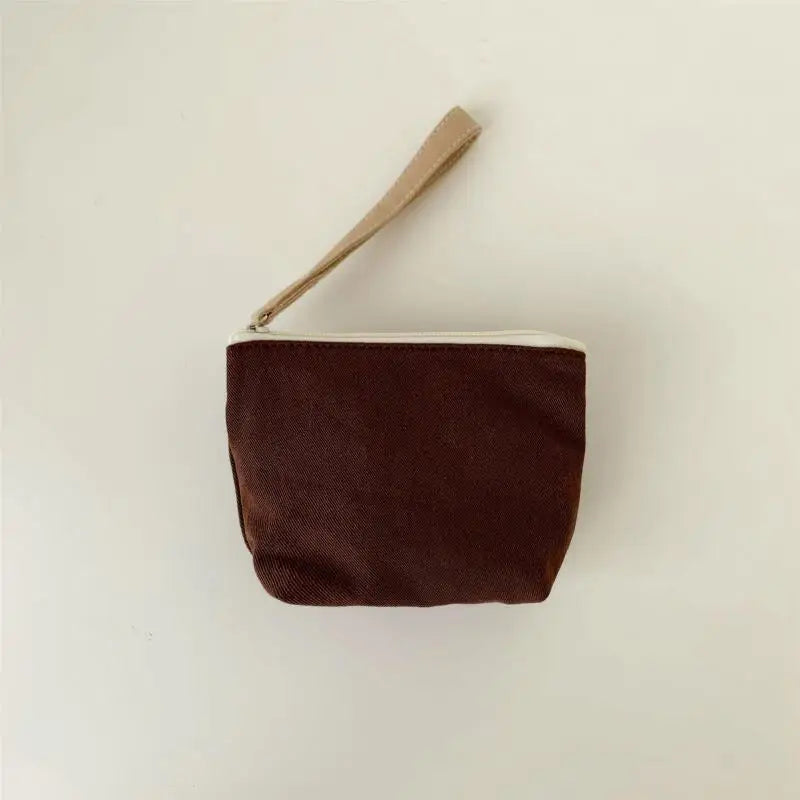 Canvas Makeup Bag Small Cosmetic Pouch Organizer Women Wrist Pouch