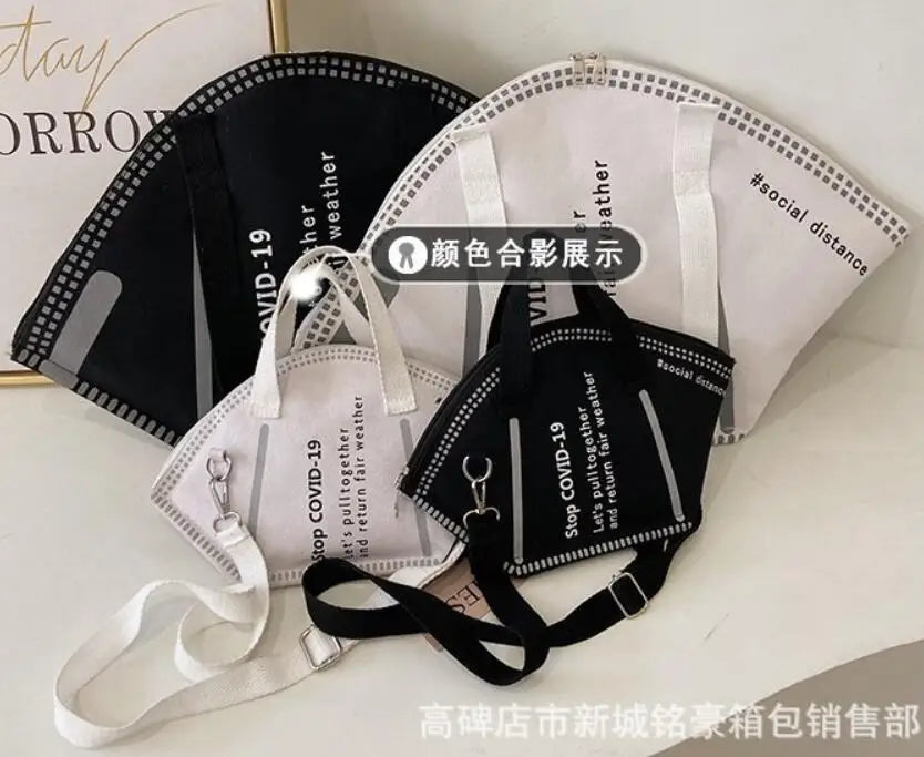 Reusable Canvas Mask Tote Bag