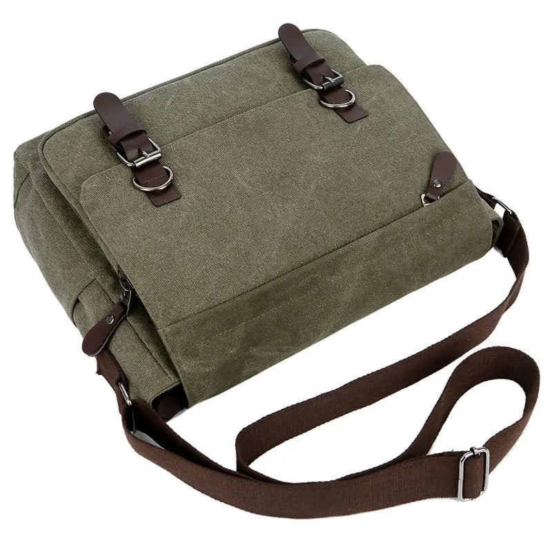 Canvas Messenger Bag For Men Vintage Briefcase Large Capacity Crossbody Bags