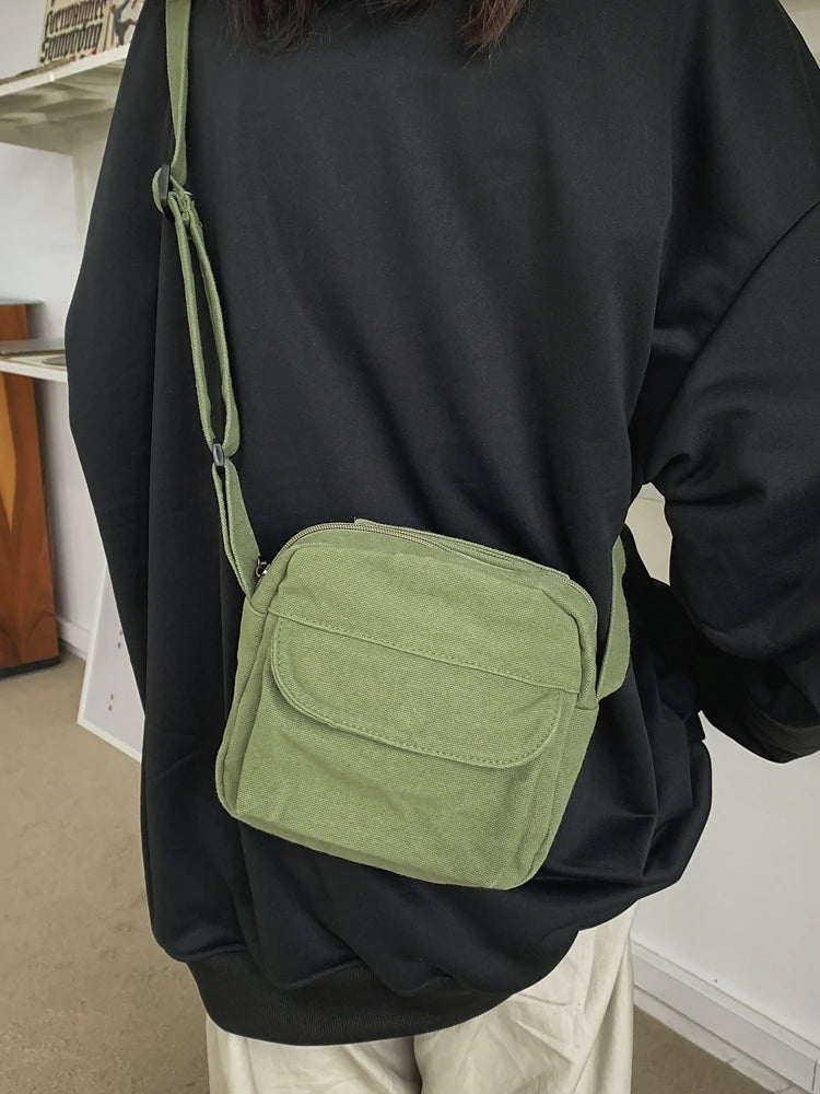 Canvas Messenger Bag Women Casual Nylon Crossbody Bag Mini Handbags
