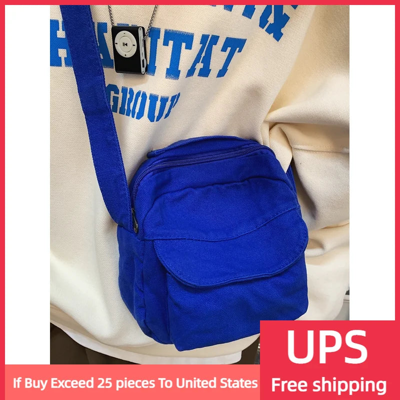 Canvas Messenger Bag Women Casual Nylon Crossbody Bag Mini Handbags