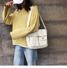 Canvas Messenger Bag Women's Shoulder Bag Unisex Casual Travel Handbag