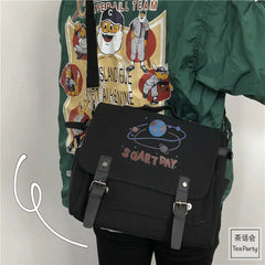 Canvas Messenger Bag Women Crossbody Money Bag Solid Tote Handbag