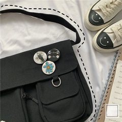 Canvas Messenger Bag Harajuku Style Multifunctional Outdoor Travel Student