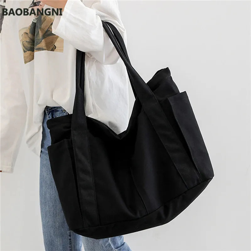 Canvas Multi-pockets Handbag For Student School Teacher