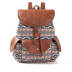 Canvas Printed Backpack Female Bags Retro Women Backpack