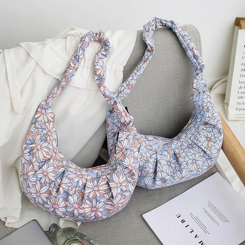 Canvas Purses And Handbags Shoulder Bag Half Moon Bags For Women Handbags Ruched