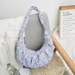 Canvas Purses And Handbags Shoulder Bag Half Moon Bags For Women Handbags Ruched