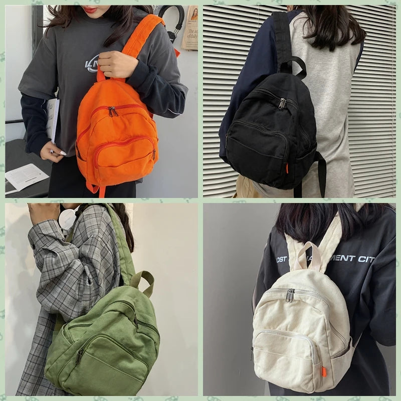 Canvas School Backpack Vintage Lightweight Small Mini Backpack