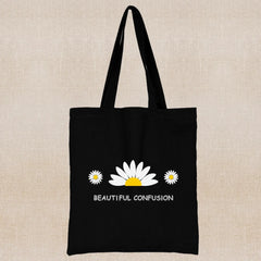 Daisy Print Tote Bag Eco Reusable Shopper Bag Canvas Shoulder Men Women