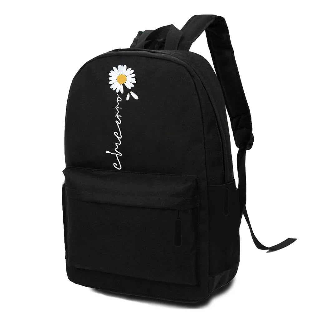 Canvas Shoulder Backpack Daisy Print Youth Sport Casual Male Travel Camping
