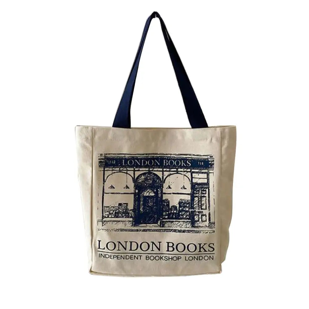 Canvas Shoulder Bag Casual Print Large Capacity Shopping Tote