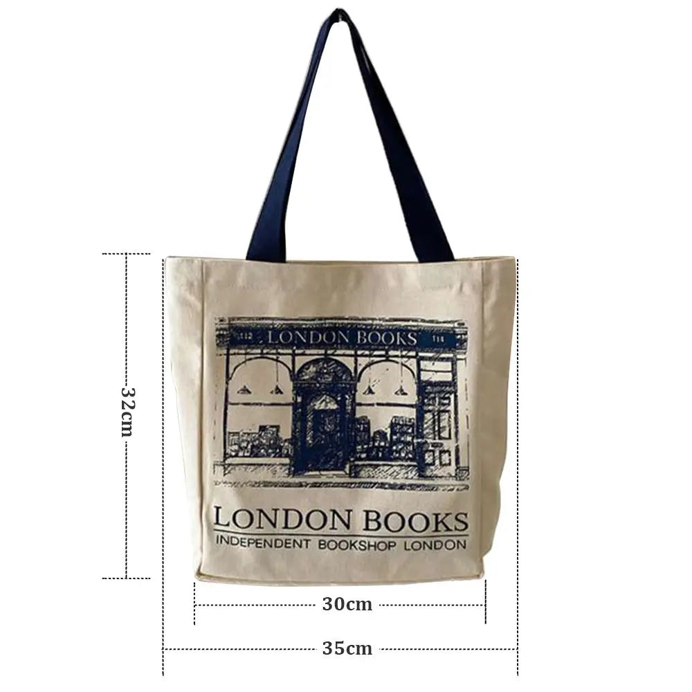Canvas Shoulder Bag Casual Print Large Capacity Shopping Tote