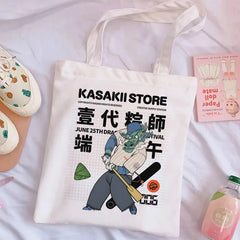 Cartoon Print Canvas Shoulder Bag Eco-friendly Reusable Tote Bag