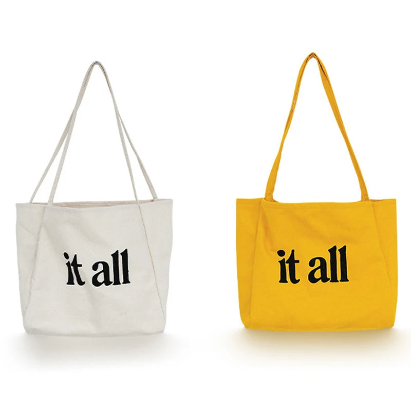 Canvas Shoulder Bag Large Capacity Grocery Totes Handbag