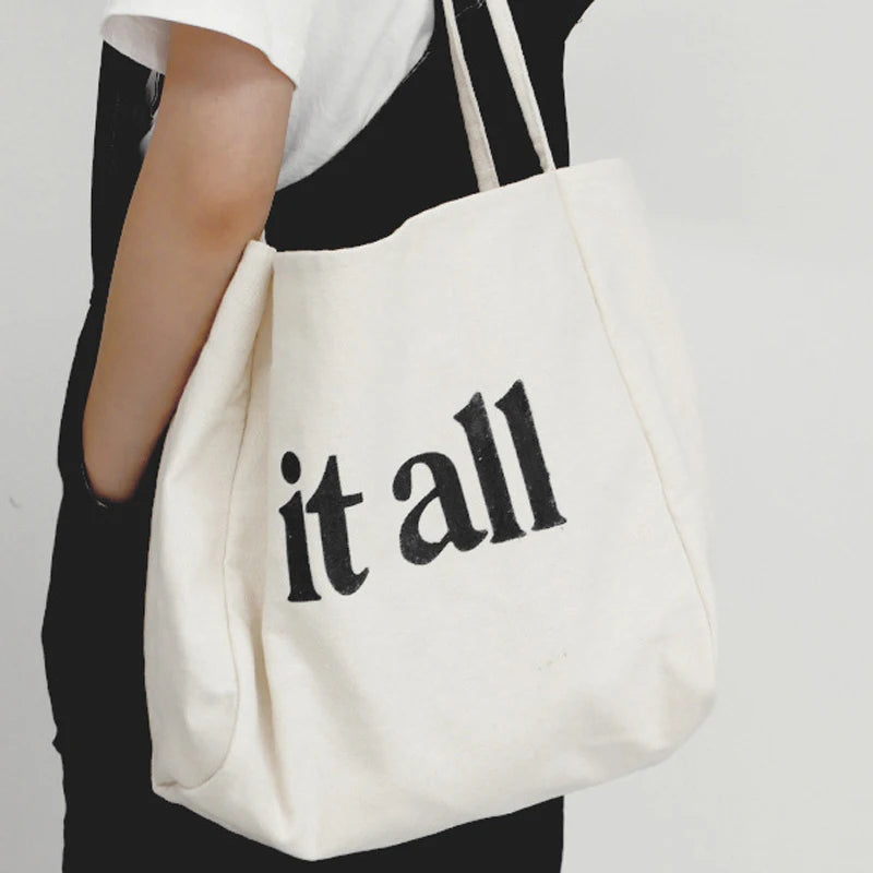 Canvas Shoulder Bag Large Capacity Grocery Totes Handbag