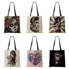 Skeleton Horror Women Shoulder Bag Harajuku Cotton Tote