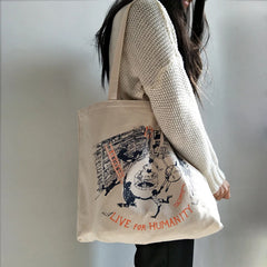 Korean Canvas Shoulder Bag for Women Large Tote Shopper Bags Handbag