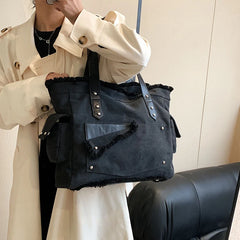 Women's Canvas Shoulder Bag 100% Cotton Tote Handbag Solid Casual Satchel