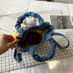 Canvas Shoulder Bags For Women Handbags Doll Decoration Crossbody Bag