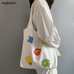 Floral Print Canvas Shoulder Bag for Women