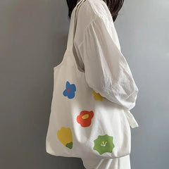 Floral Print Canvas Shoulder Bag for Women