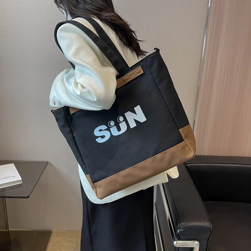 Canvas Shoulder Bags Women Large Capacity Lightweight Casual Messenger Bag